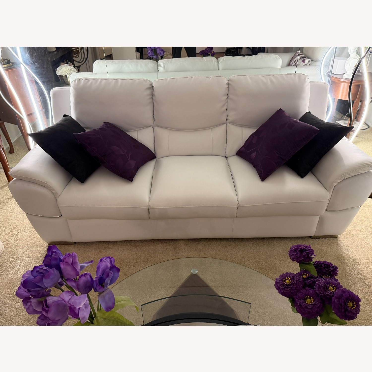 Dempsy Genuine Leather Pillow Top Arm Standard Sofa - image-1