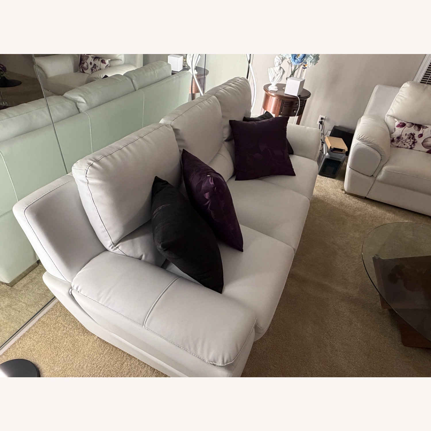 Dempsy Genuine Leather Pillow Top Arm Standard Sofa - image-2