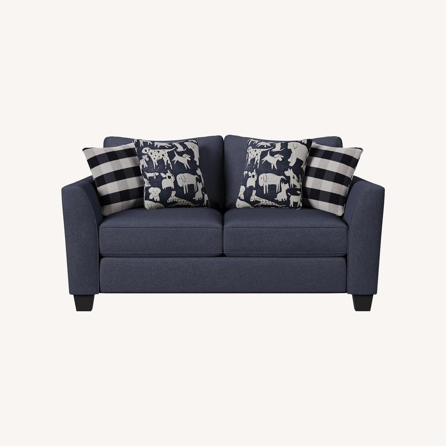 Raymour & Flanigan Daine Blue Loveseat - image-0