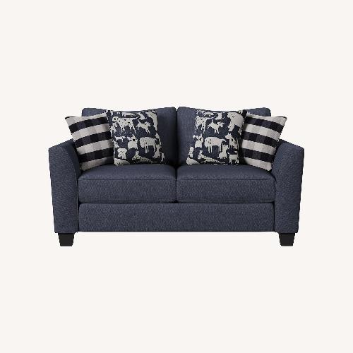 Used Raymour & Flanigan Daine Blue Loveseat for sale on AptDeco