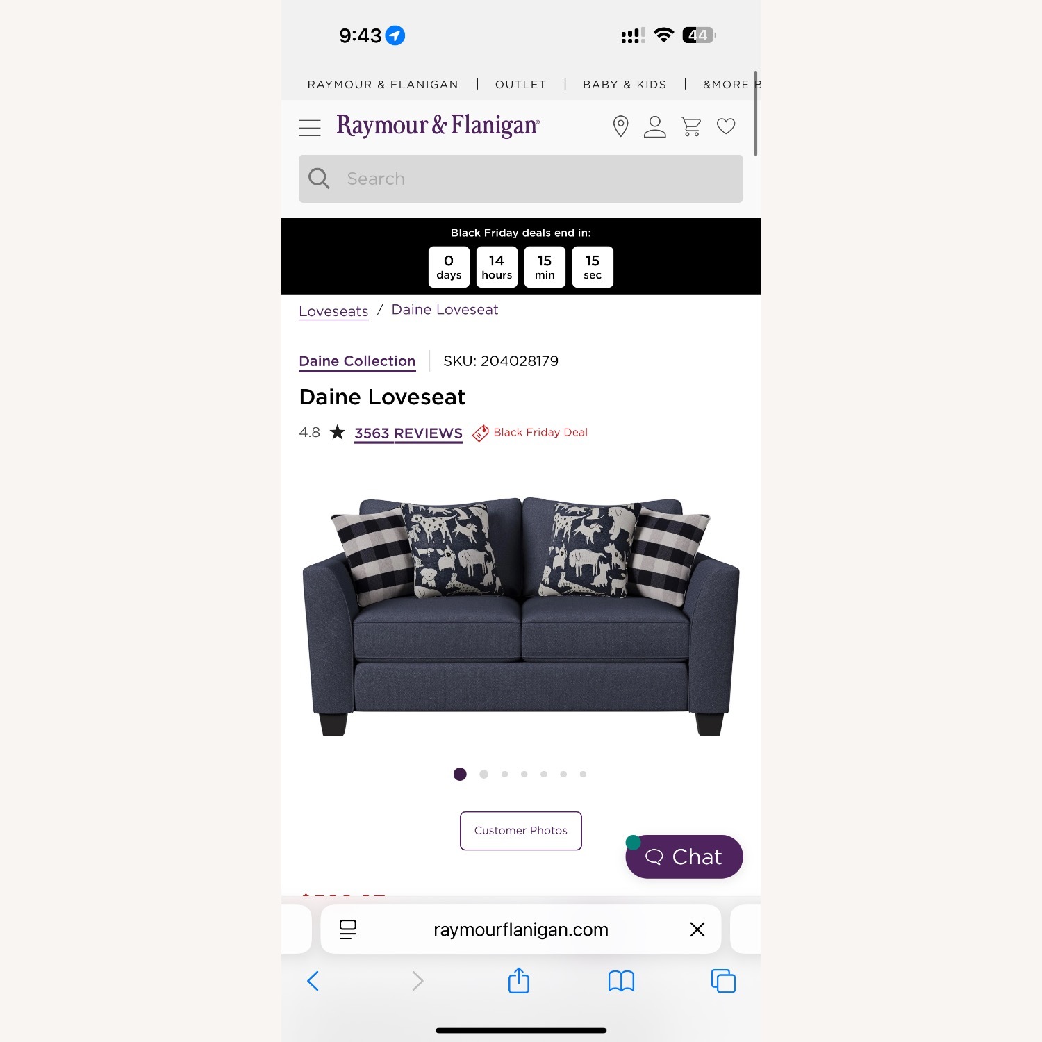 Raymour & Flanigan Daine Blue Loveseat - image-4