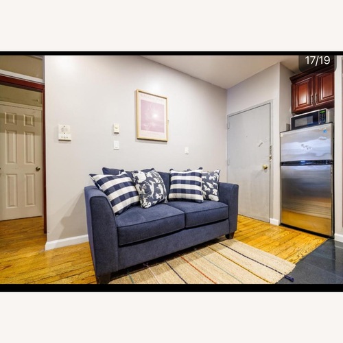 Used Raymour & Flanigan Daine Blue Loveseat for sale on AptDeco