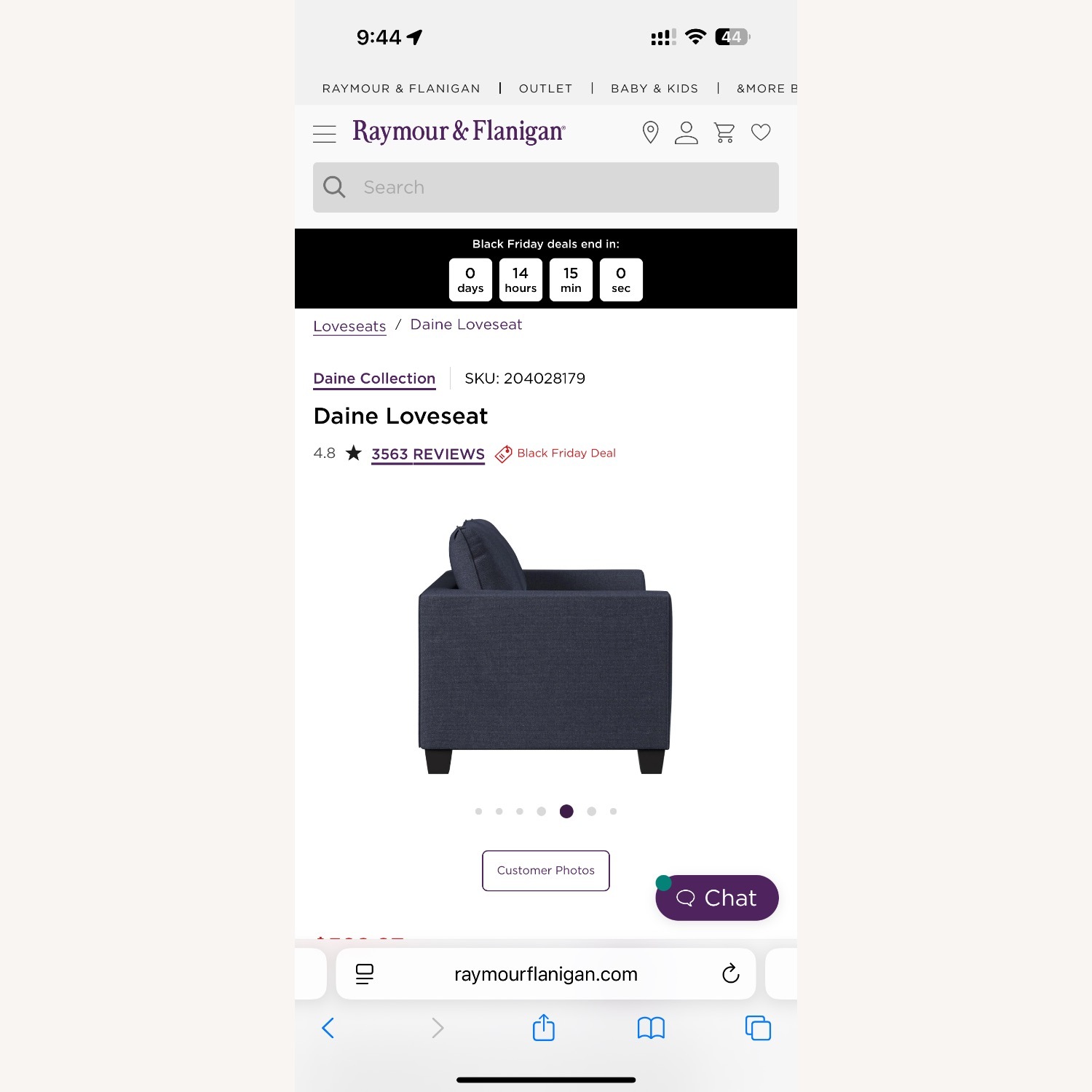 Raymour & Flanigan Daine Blue Loveseat - image-3