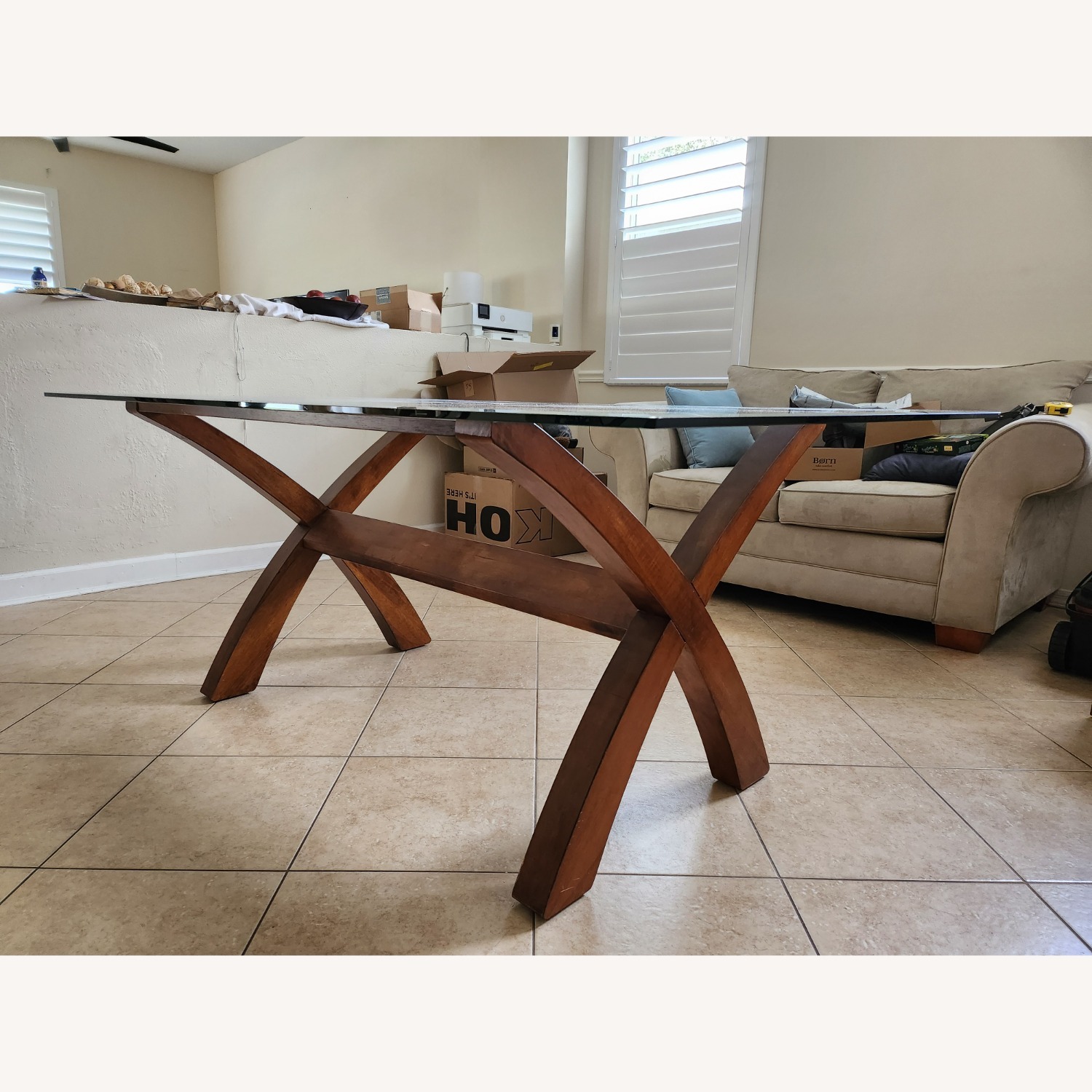 Light Brown Wood Dining Table - image-1