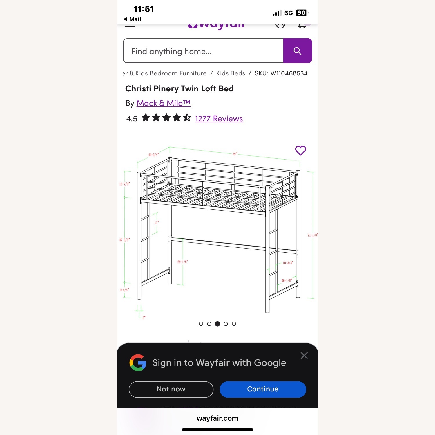 Wayfair Mack & Milo White Metal Bunk Bed - image-2