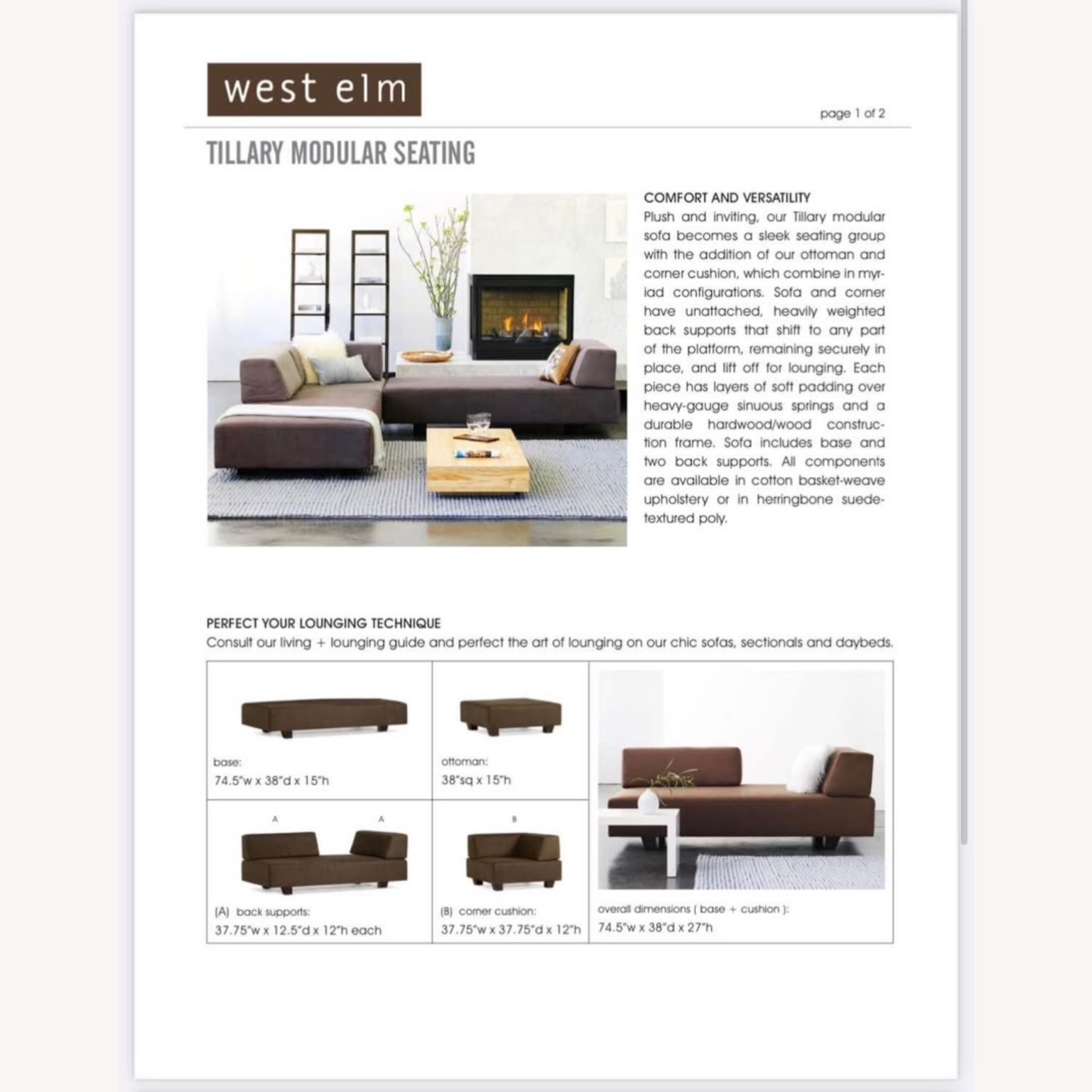 West Elm Tillary Dark Gray Fabric 2 Piece Sectional - image-6