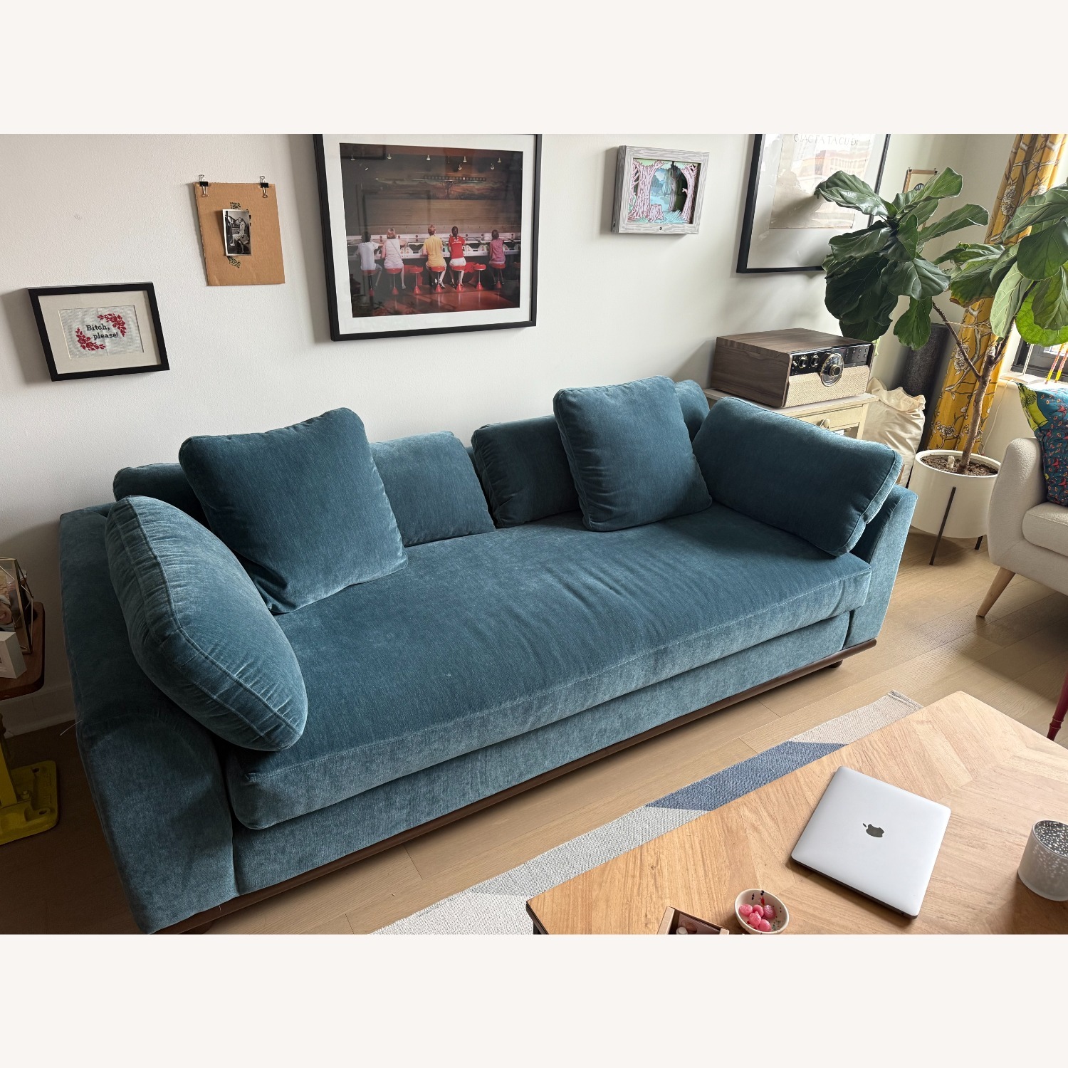 Joybird Miller Blue Velvet 3+ Seater Sofa - image-2