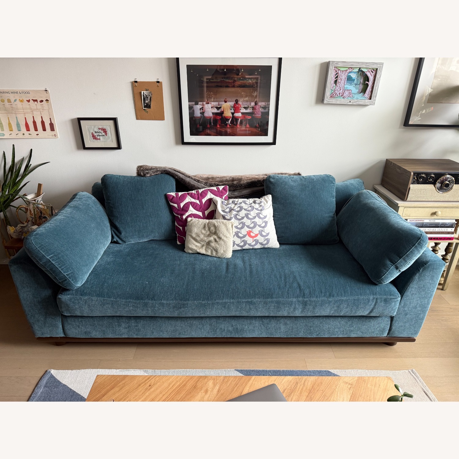 Joybird Miller Blue Velvet 3+ Seater Sofa - image-1