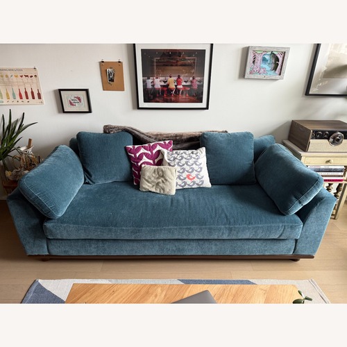 Used Joybird Miller Blue Velvet 3+ Seater Sofa for sale on AptDeco
