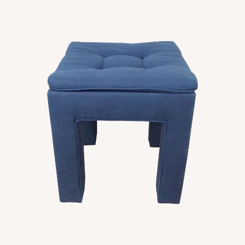 Used Vintage Blue Upholstered Parsons Style Stool for sale on AptDeco