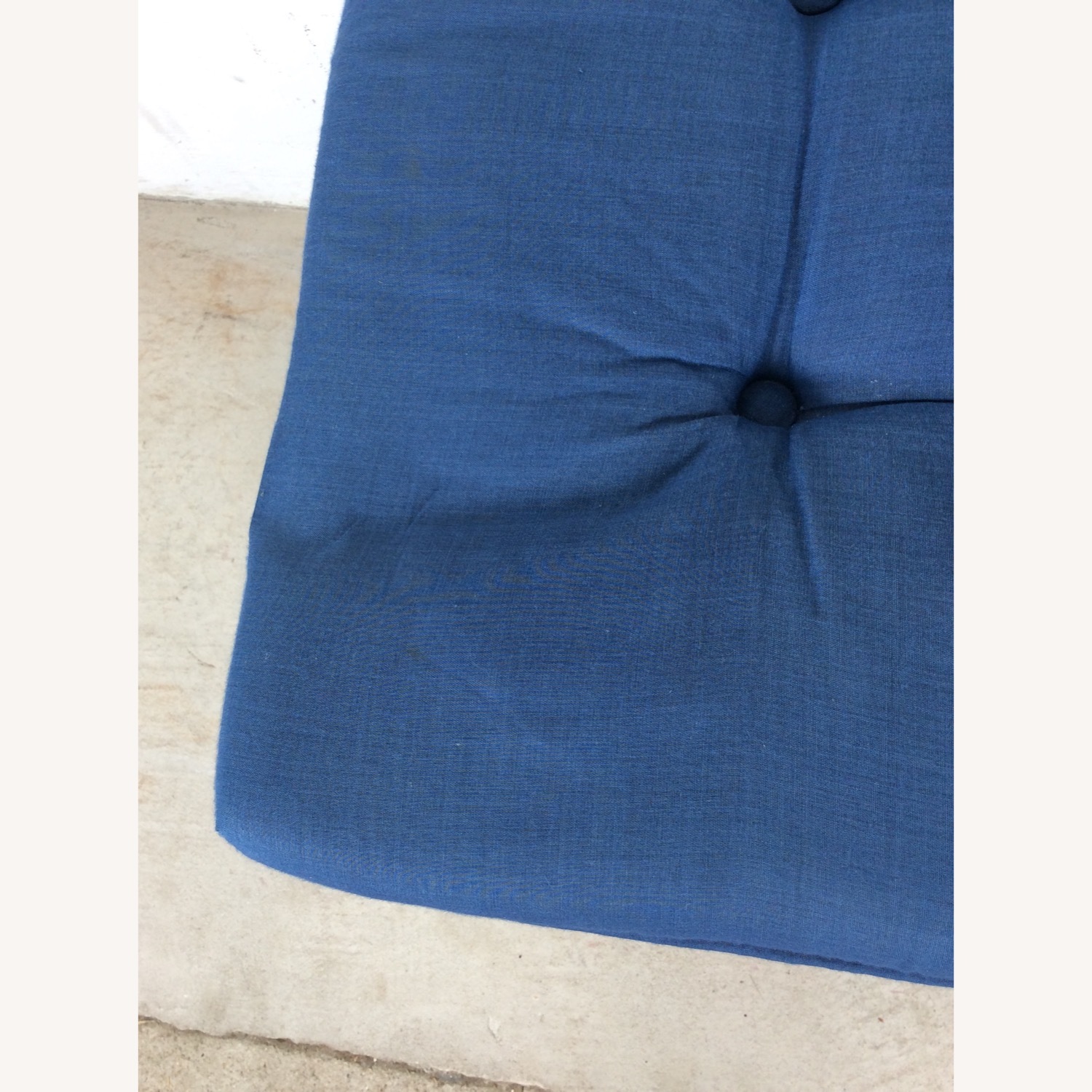 Vintage Blue Upholstered Parsons Style Stool - image-4