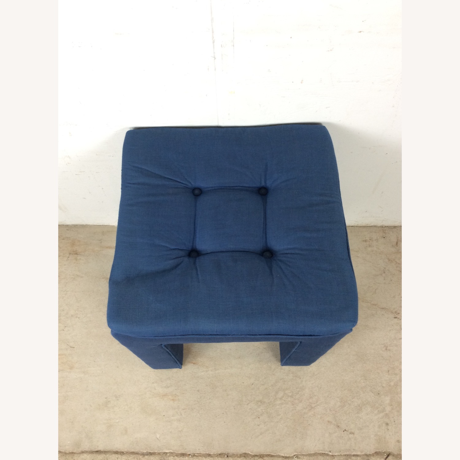 Vintage Blue Upholstered Parsons Style Stool - image-3