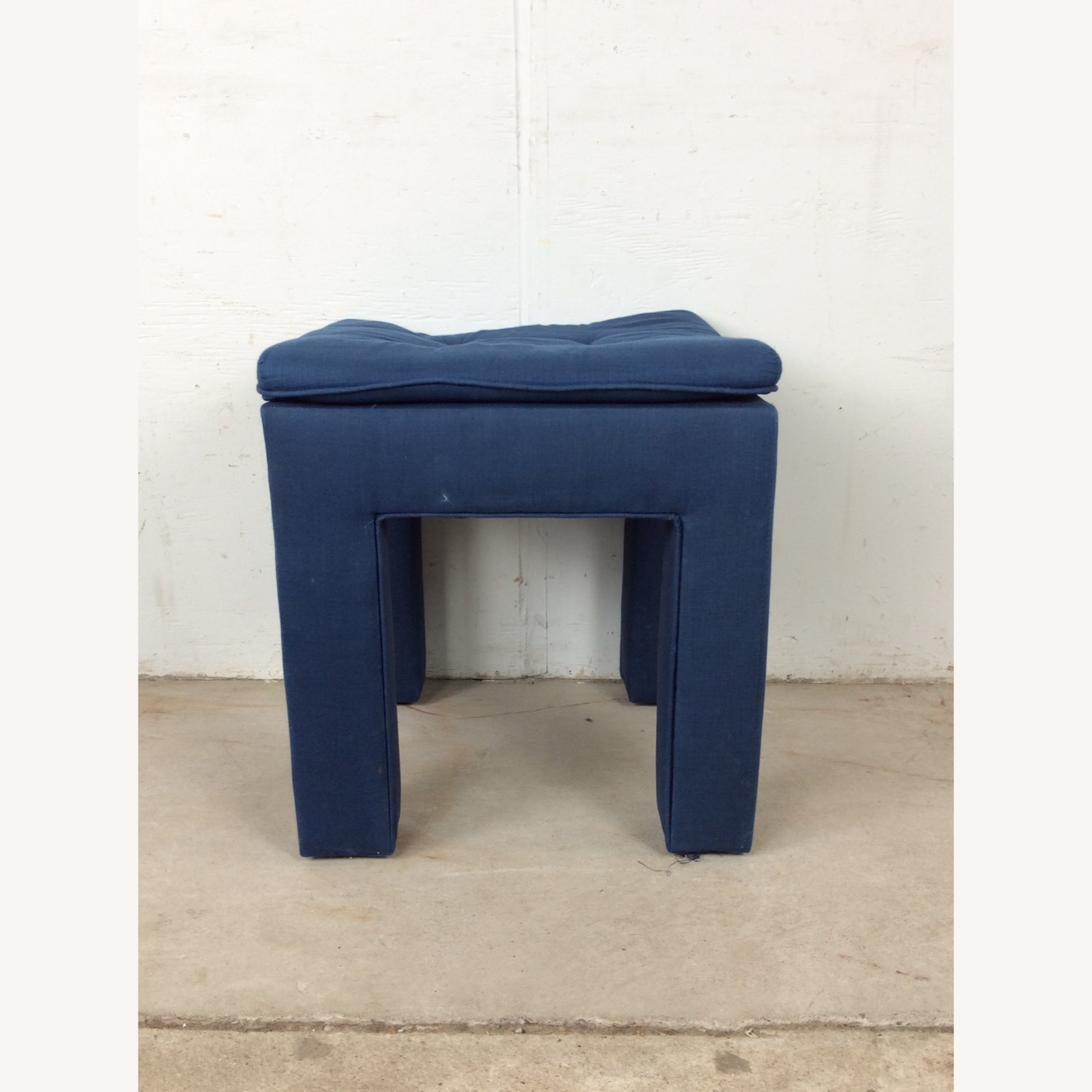 Vintage Blue Upholstered Parsons Style Stool - image-13