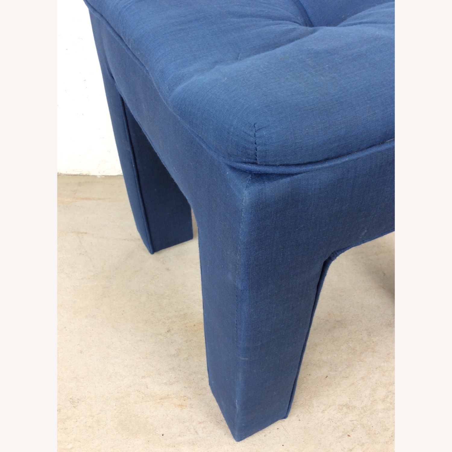Vintage Blue Upholstered Parsons Style Stool - image-7