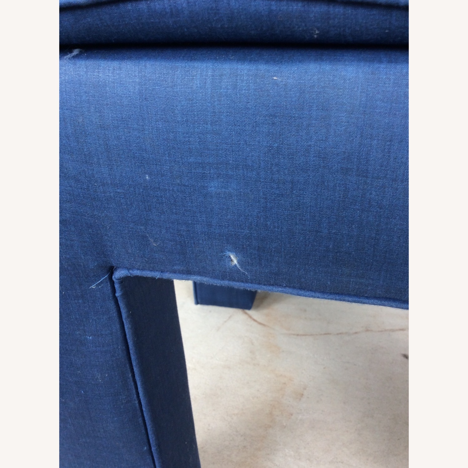 Vintage Blue Upholstered Parsons Style Stool - image-14