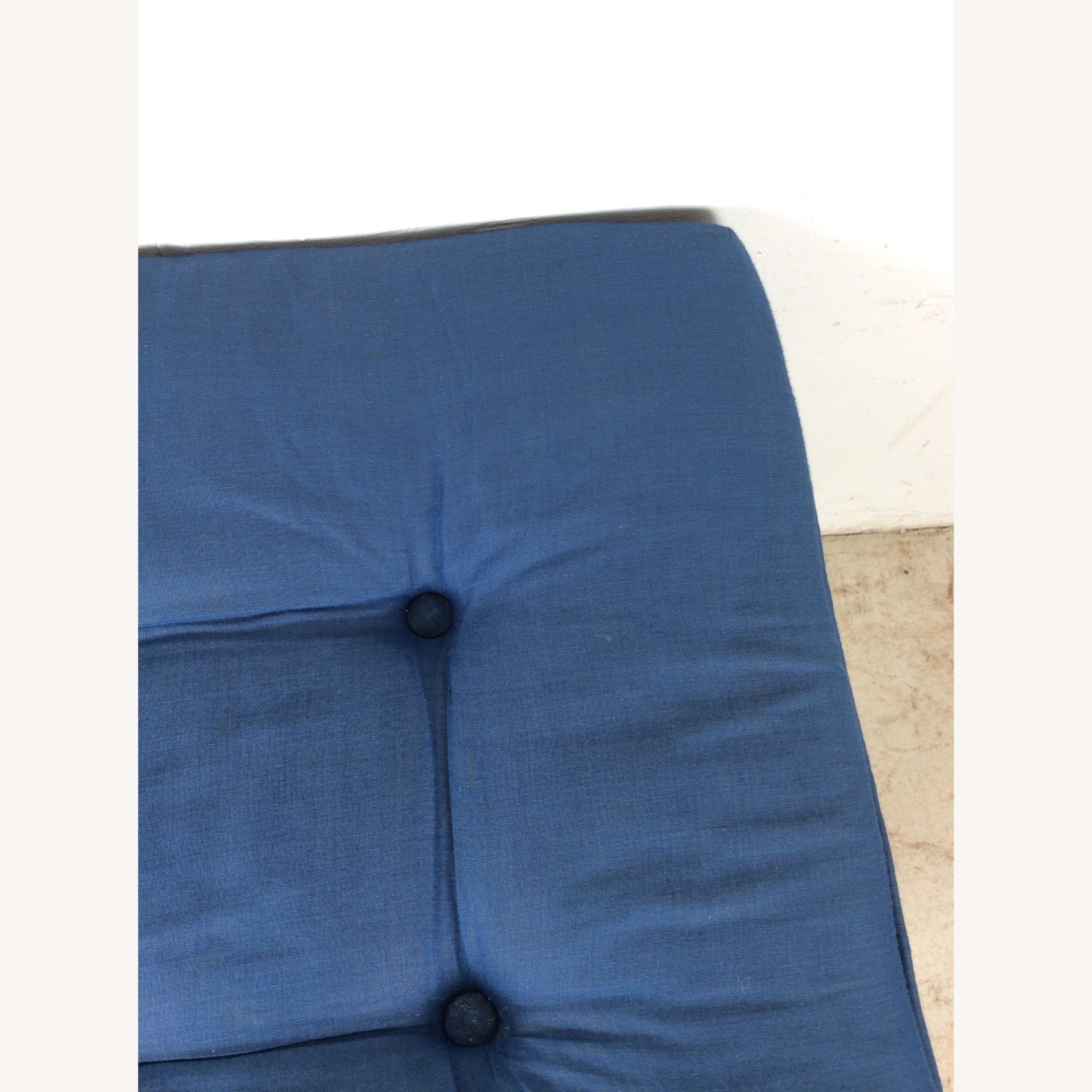 Vintage Blue Upholstered Parsons Style Stool - image-5