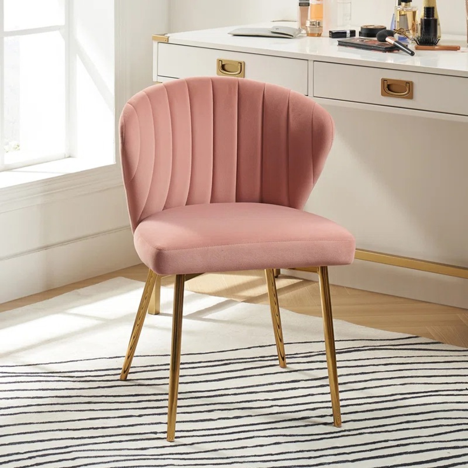 Pink Velvet Accent Chairs (set of 2) - image-1