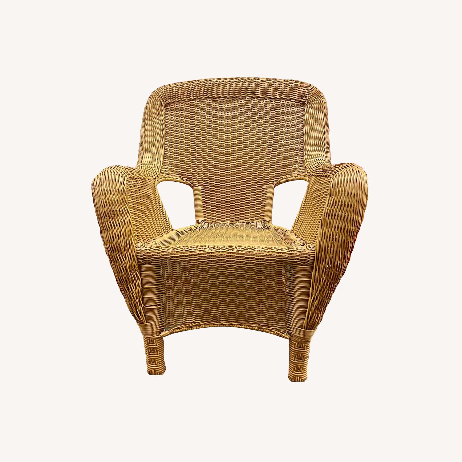 2 Hampton Bay Light Brown Wicker Patio Chairs - image-0