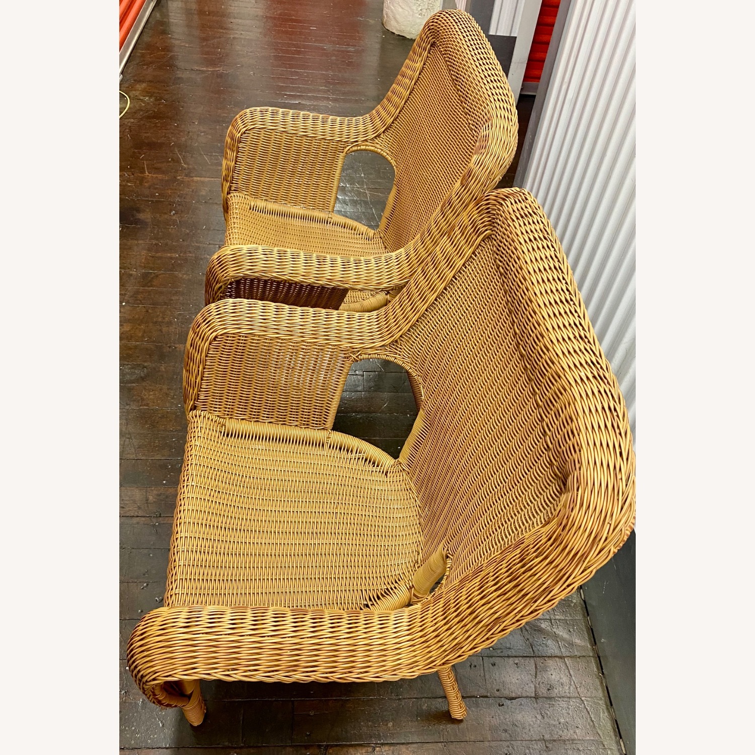 2 Hampton Bay Light Brown Wicker Patio Chairs - image-3