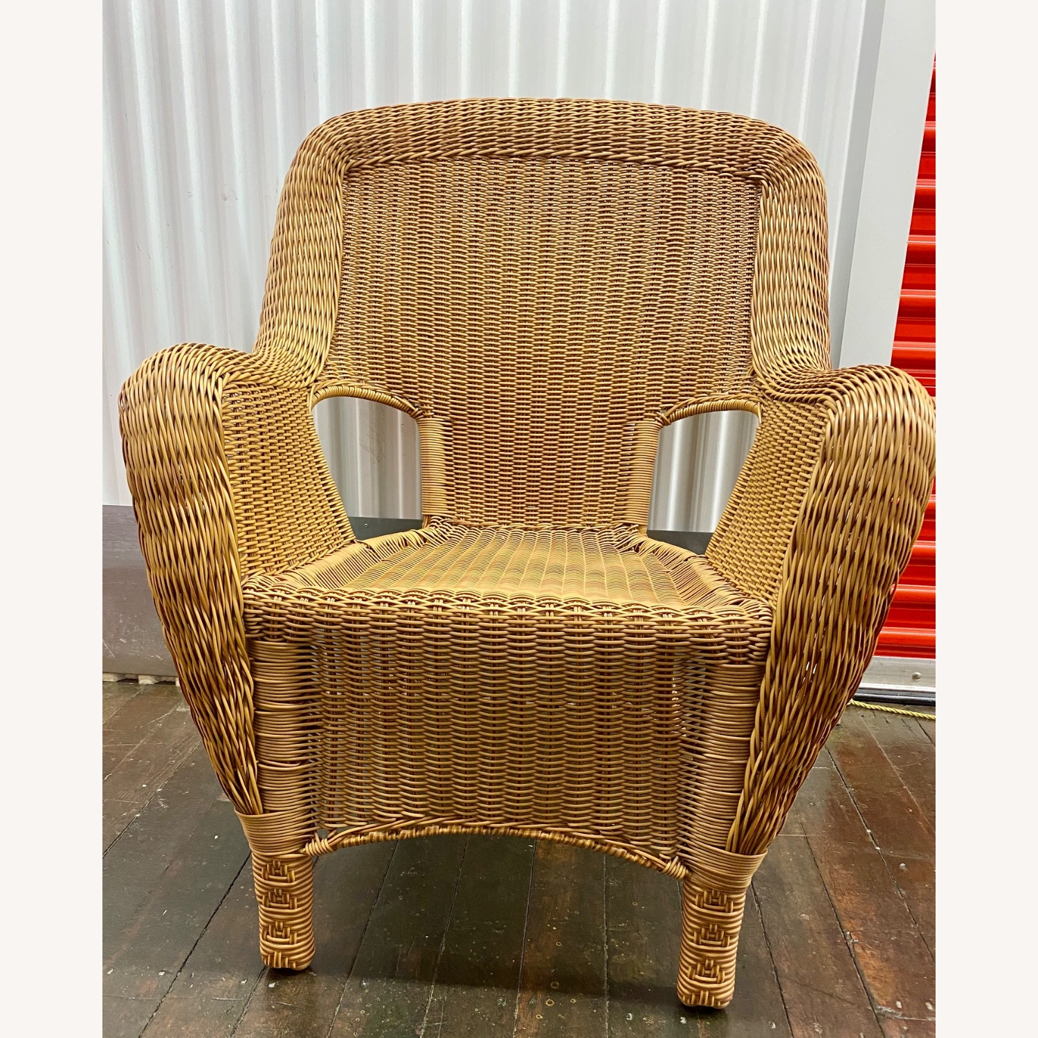 2 Hampton Bay Light Brown Wicker Patio Chairs - image-2