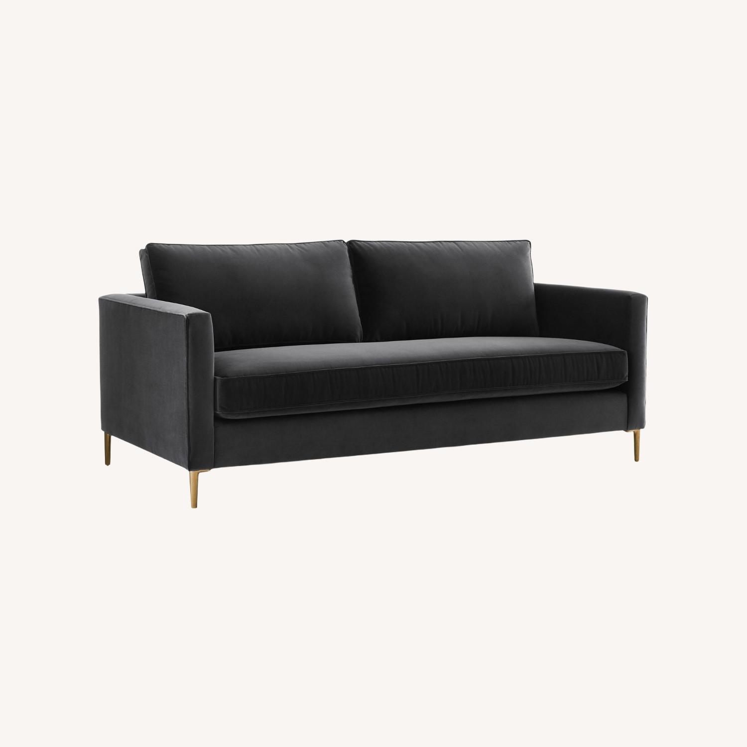 West Elm Harris Dark Grey Sofa Metal Legs - image-0