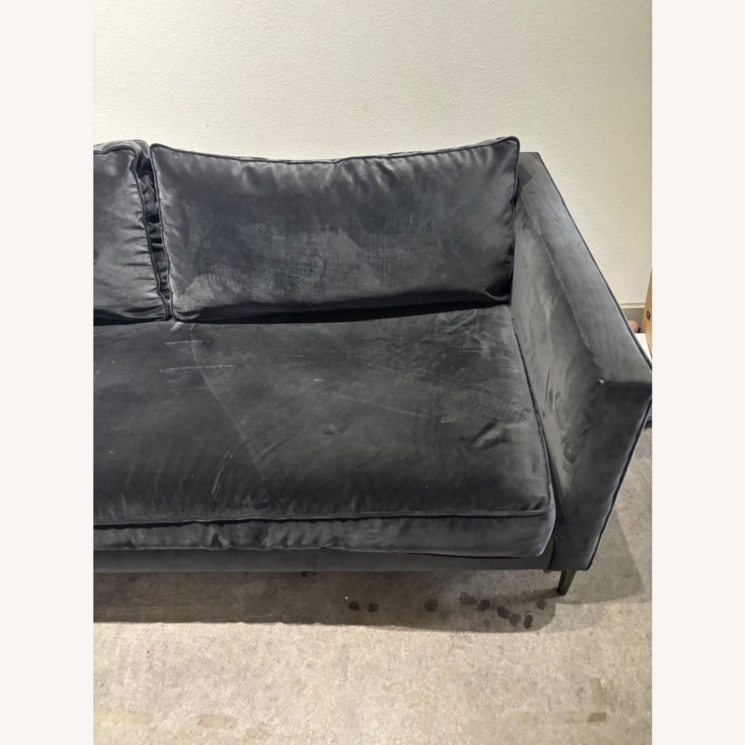 West Elm Harris Dark Grey Sofa Metal Legs - image-5