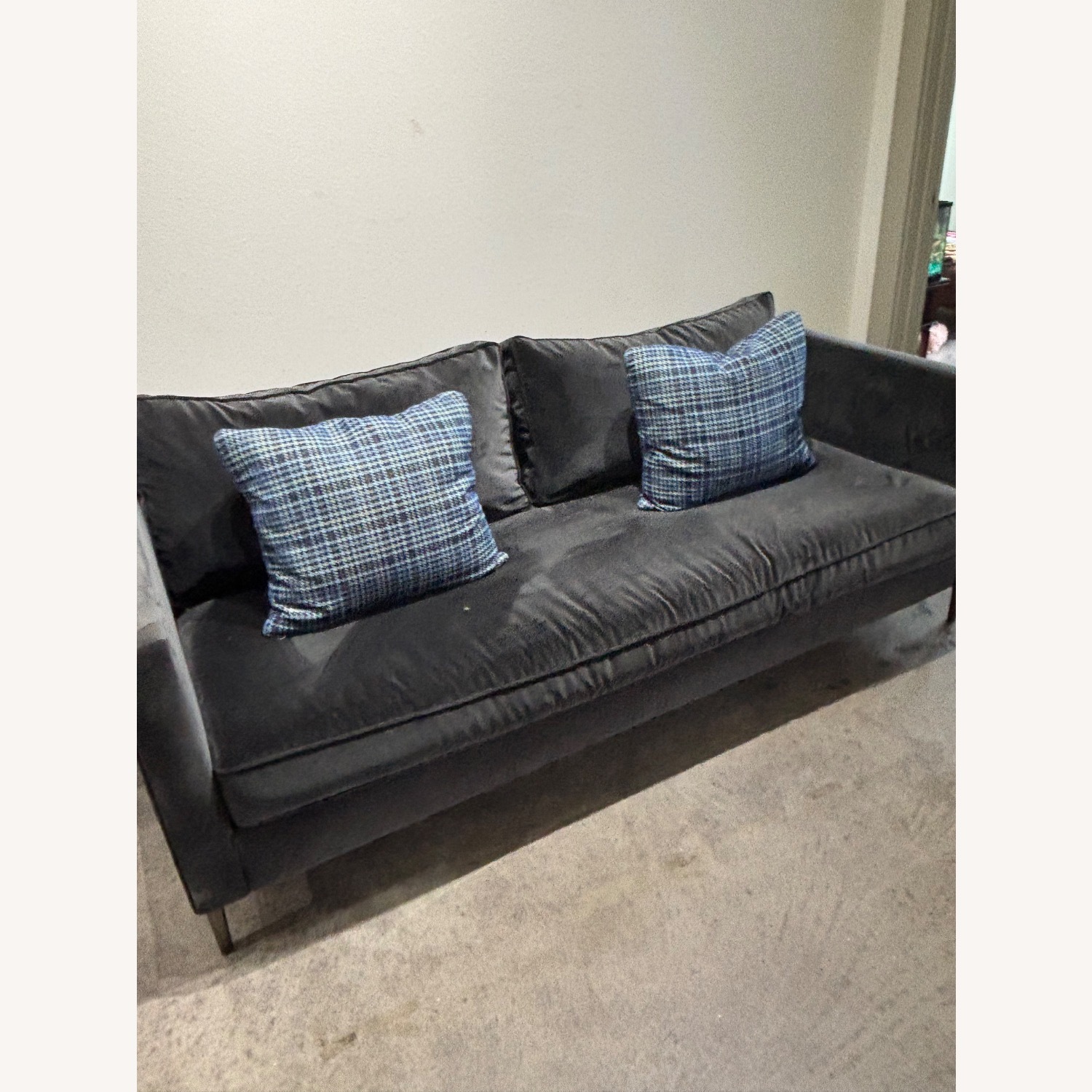 West Elm Harris Dark Grey Sofa Metal Legs - image-1