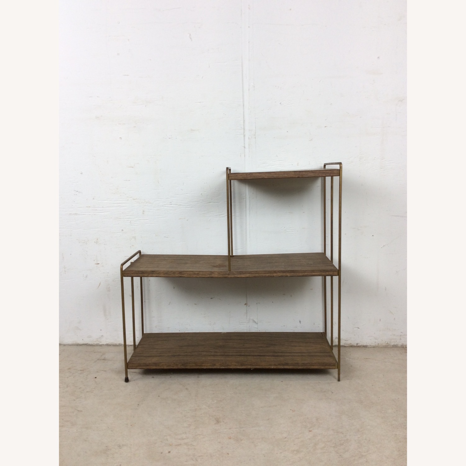 Mid Century Step Shelving with Faux Wood Print - image-2