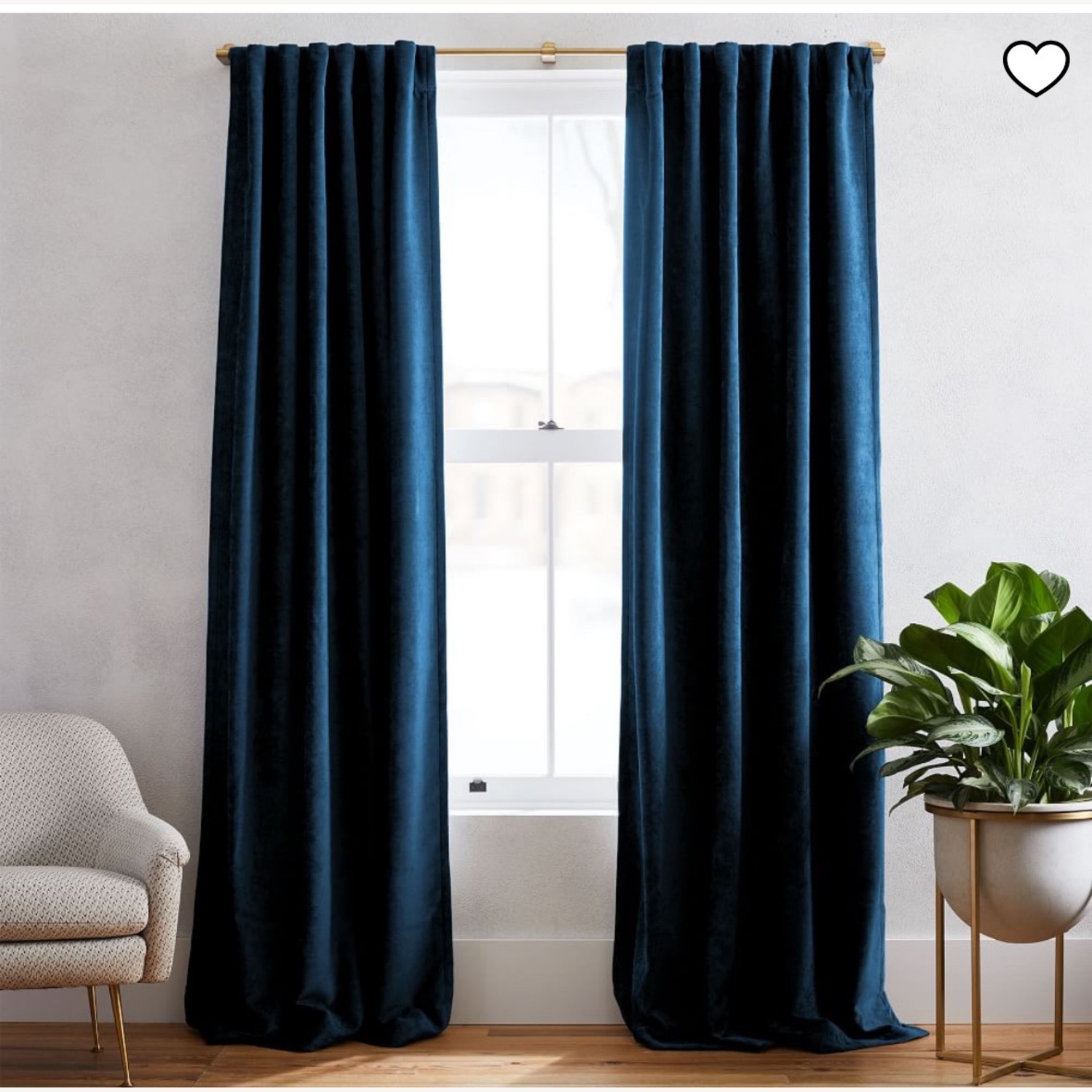 West Elm Royal Blue Velvet Drapes (2) - image-1