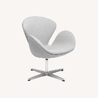 Arne Jacobsen White Leather Accent Chair