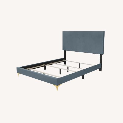Used Wayfair Blue Suede Full Bed for sale on AptDeco