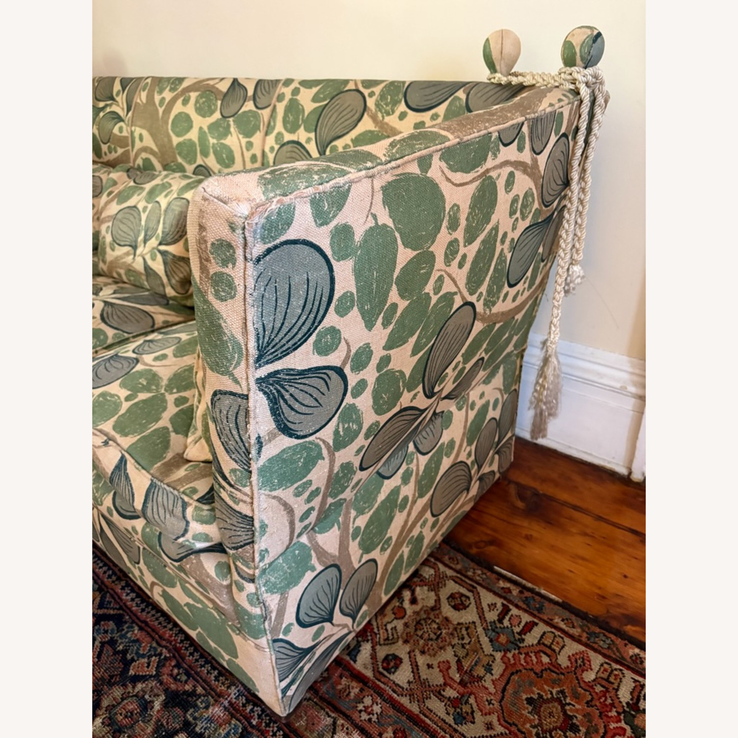 Vintage/Antique Linen 3+ Seater Sofa - image-2