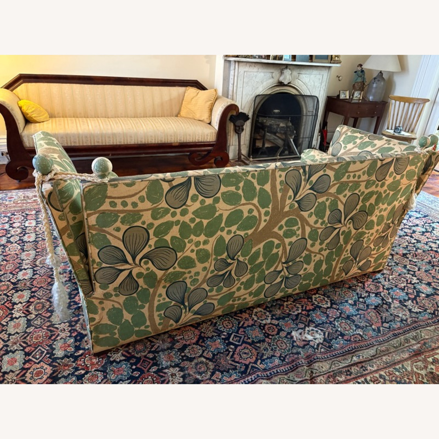 Vintage/Antique Linen 3+ Seater Sofa - image-1