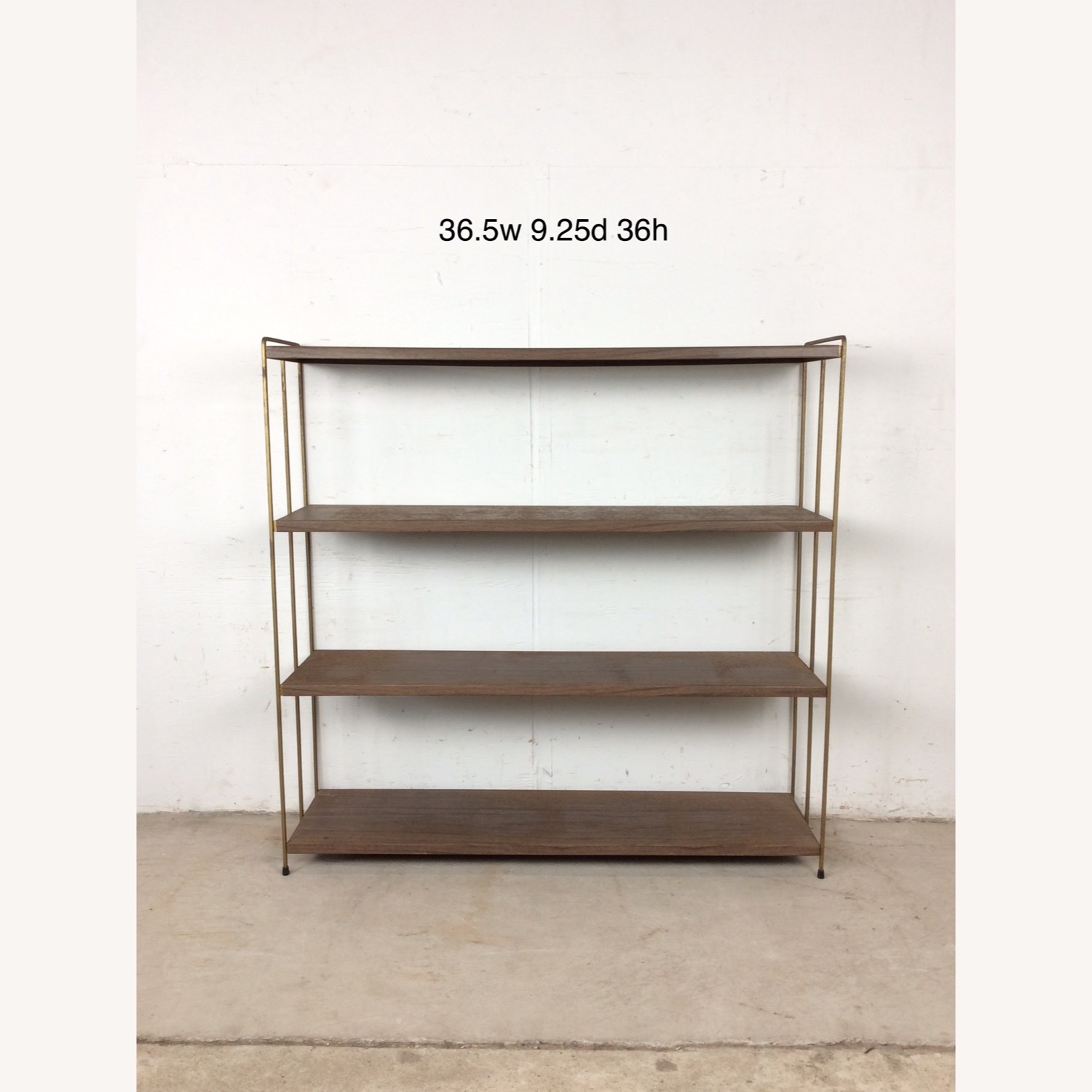 MCM 4 Shelf Metal Bookcase with Faux Wood Print  - image-19