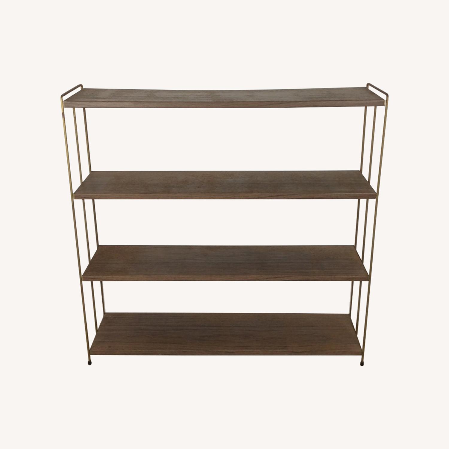 MCM 4 Shelf Metal Bookcase with Faux Wood Print  - image-0