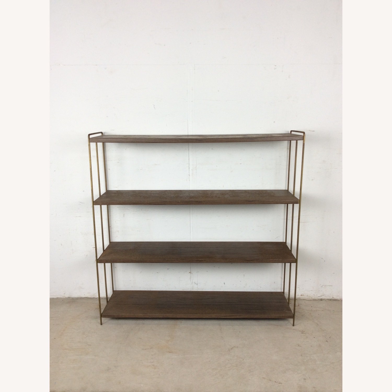 MCM 4 Shelf Metal Bookcase with Faux Wood Print  - image-17