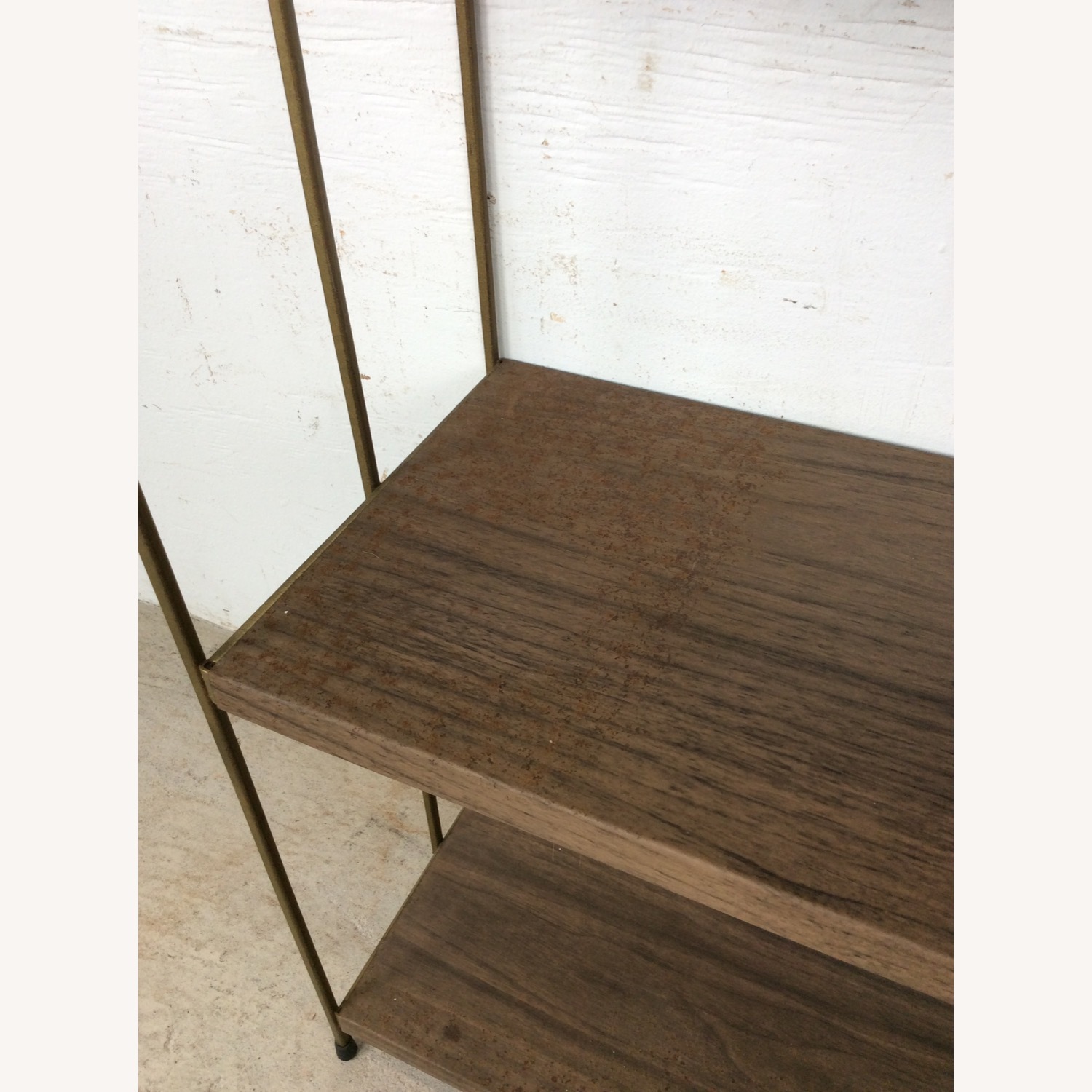 MCM 4 Shelf Metal Bookcase with Faux Wood Print  - image-8