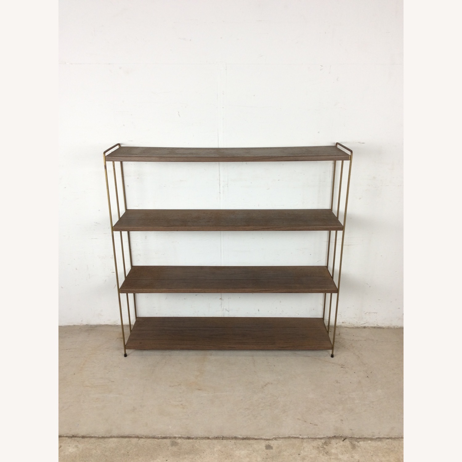 MCM 4 Shelf Metal Bookcase with Faux Wood Print  - image-2