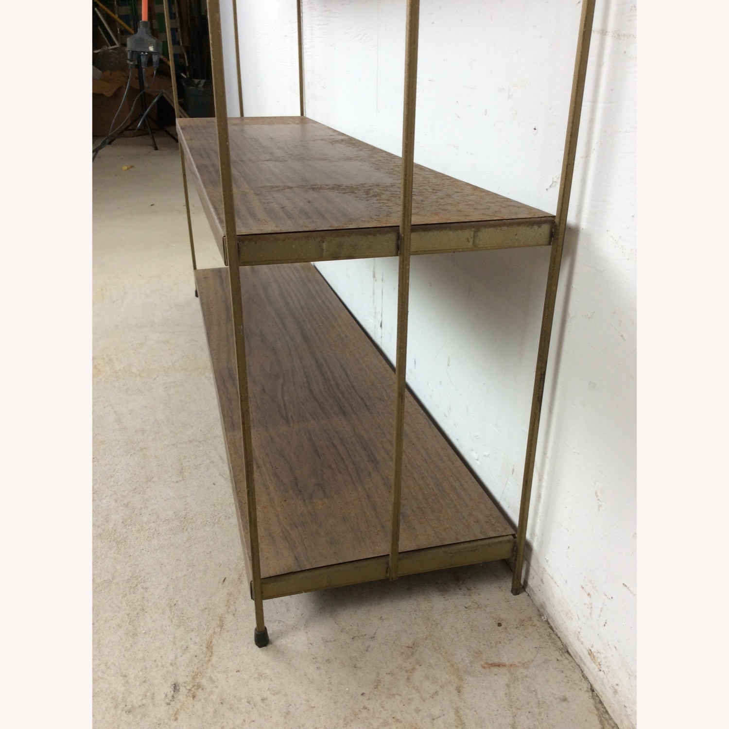 MCM 4 Shelf Metal Bookcase with Faux Wood Print  - image-13