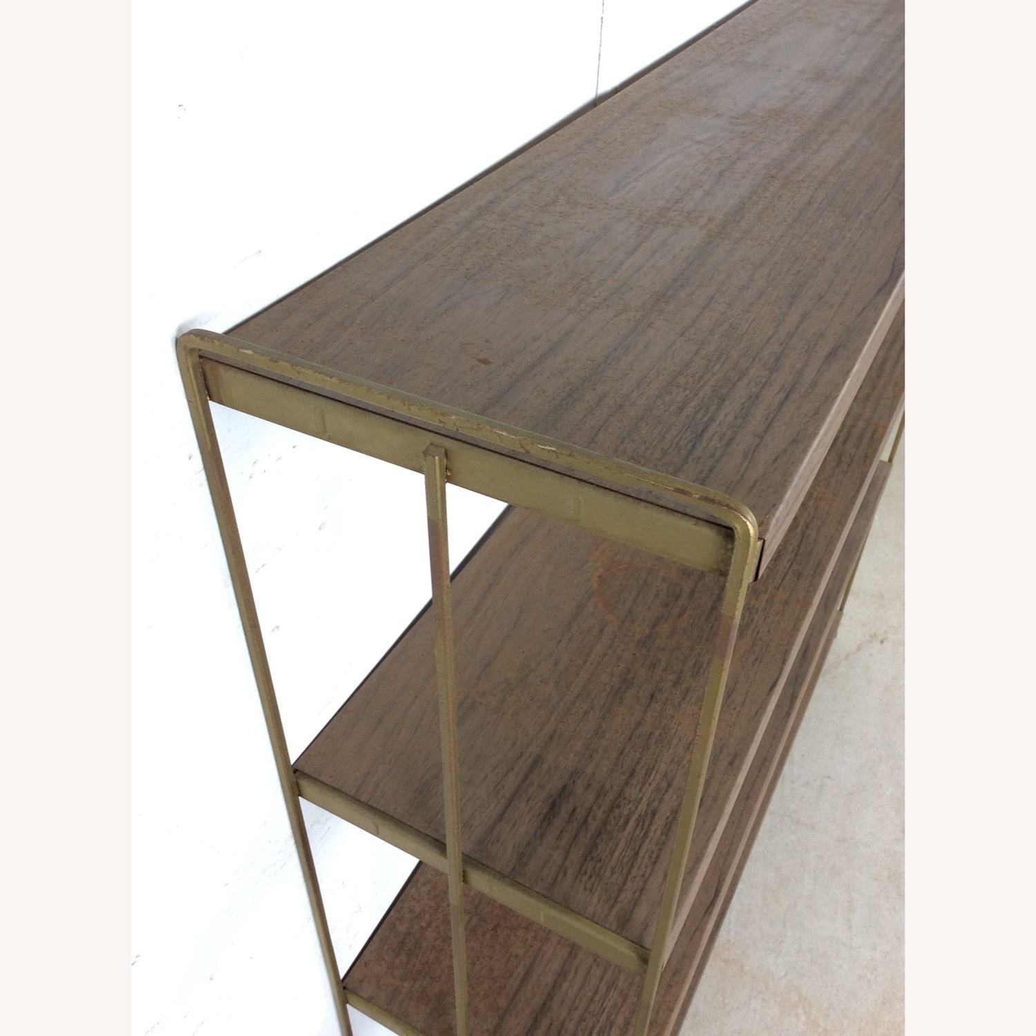 MCM 4 Shelf Metal Bookcase with Faux Wood Print  - image-15