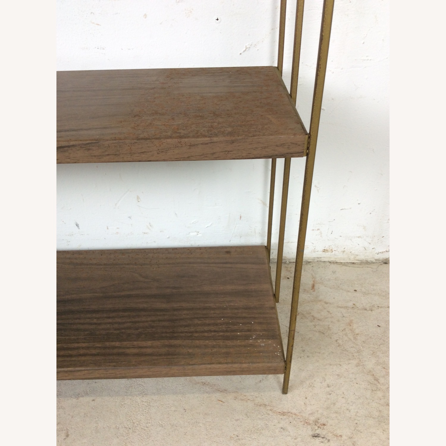 MCM 4 Shelf Metal Bookcase with Faux Wood Print  - image-18