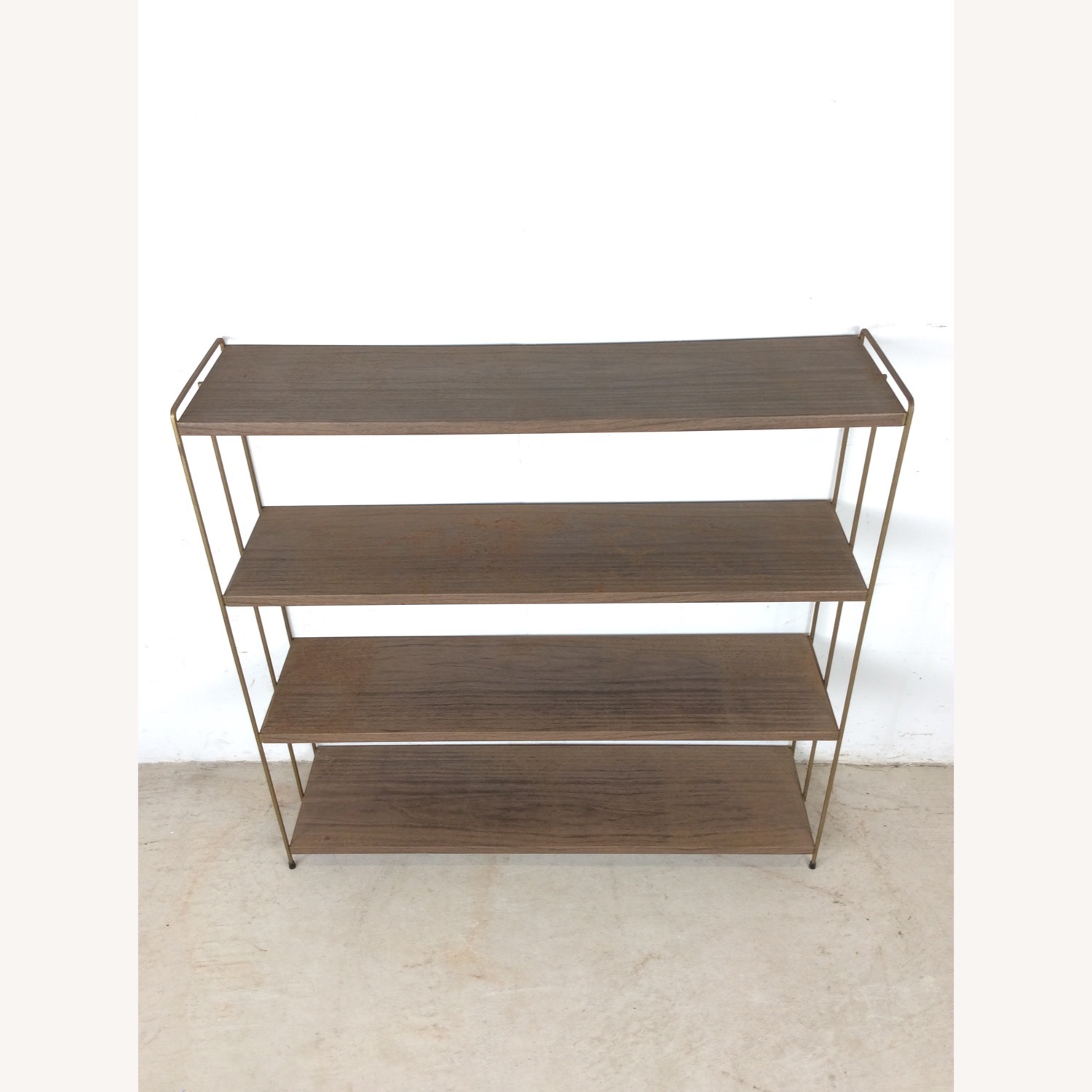 MCM 4 Shelf Metal Bookcase with Faux Wood Print  - image-3