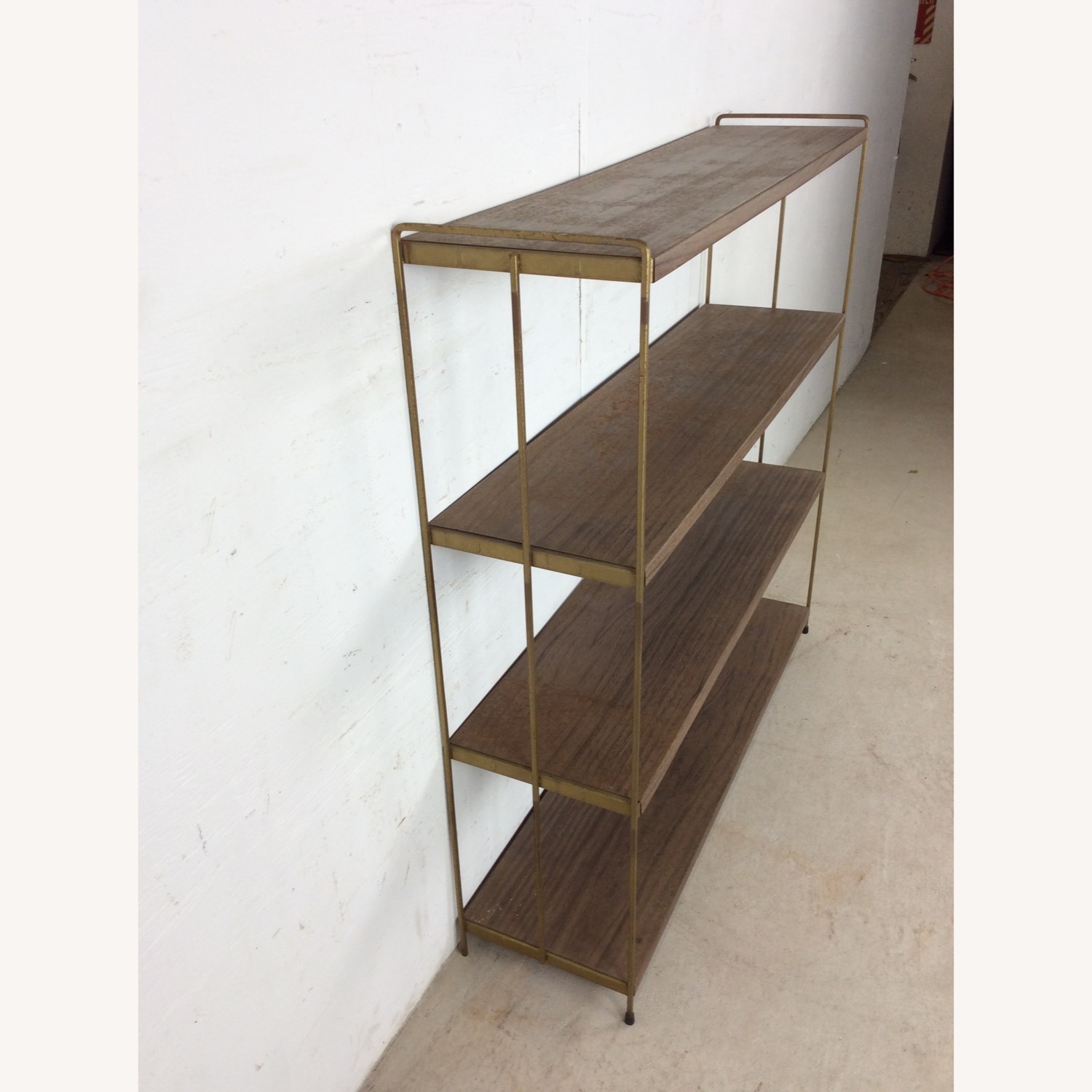 MCM 4 Shelf Metal Bookcase with Faux Wood Print  - image-14