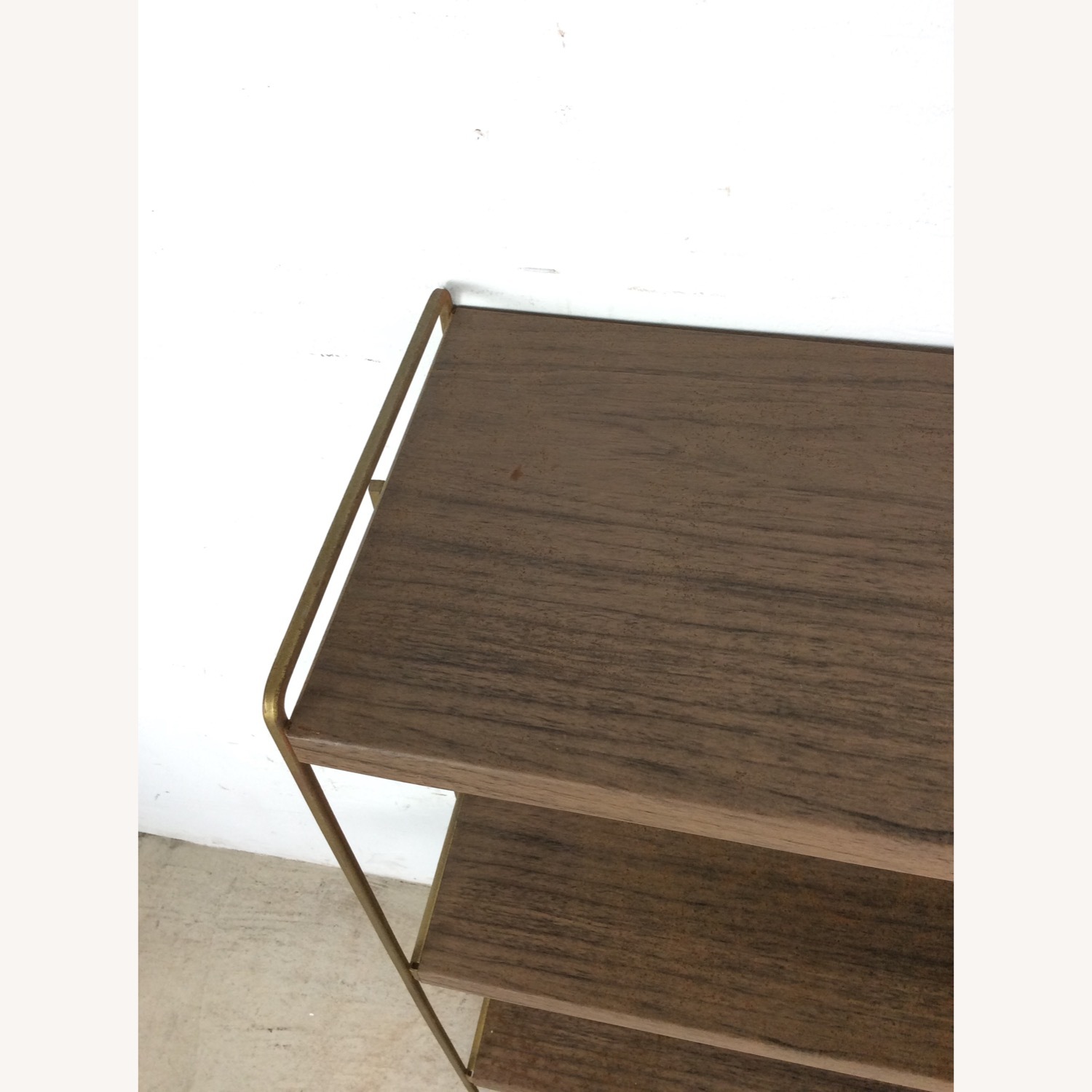 MCM 4 Shelf Metal Bookcase with Faux Wood Print  - image-5