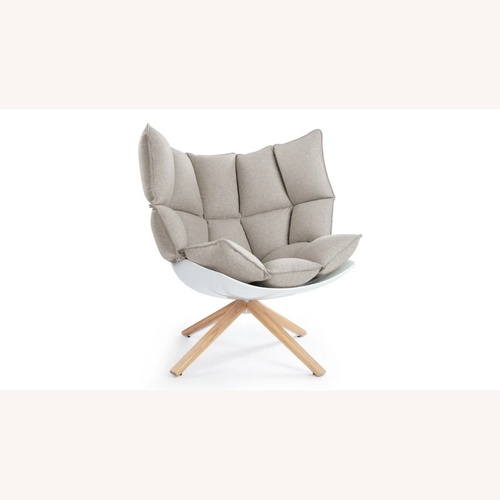 Used Husk Lounge Chair Light Gray Fabric Armchair for sale on AptDeco