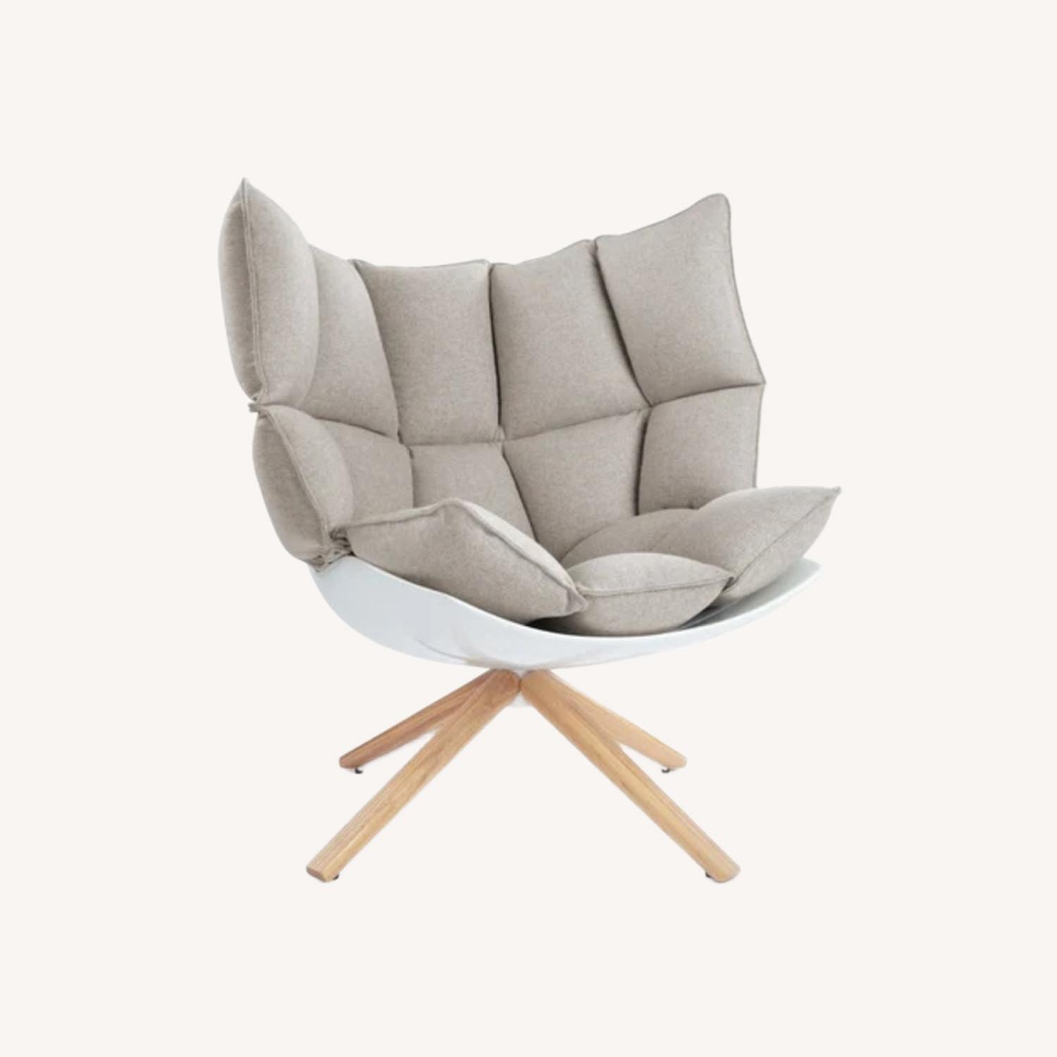 Husk Lounge Chair Light Gray Fabric Armchair - image-0