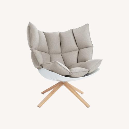 Used Husk Lounge Chair Light Gray Fabric Armchair for sale on AptDeco