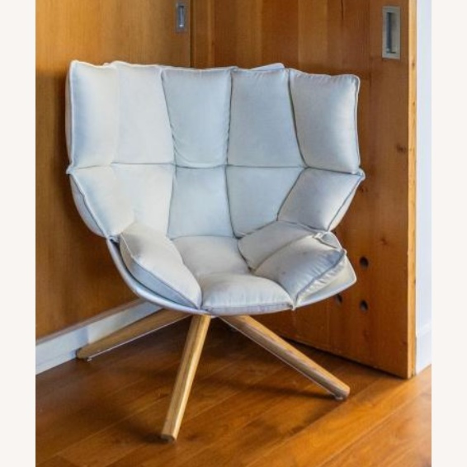 Husk Lounge Chair Light Gray Fabric Armchair - image-1