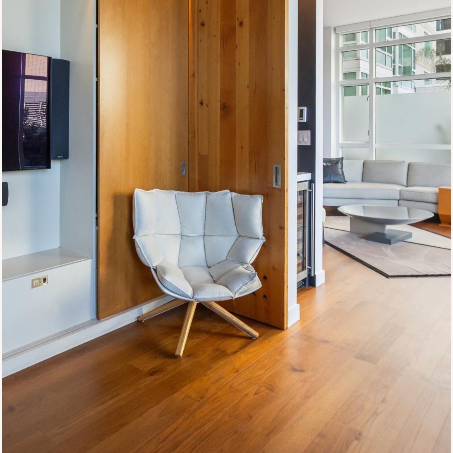 Husk Lounge Chair Light Gray Fabric Armchair - image-2