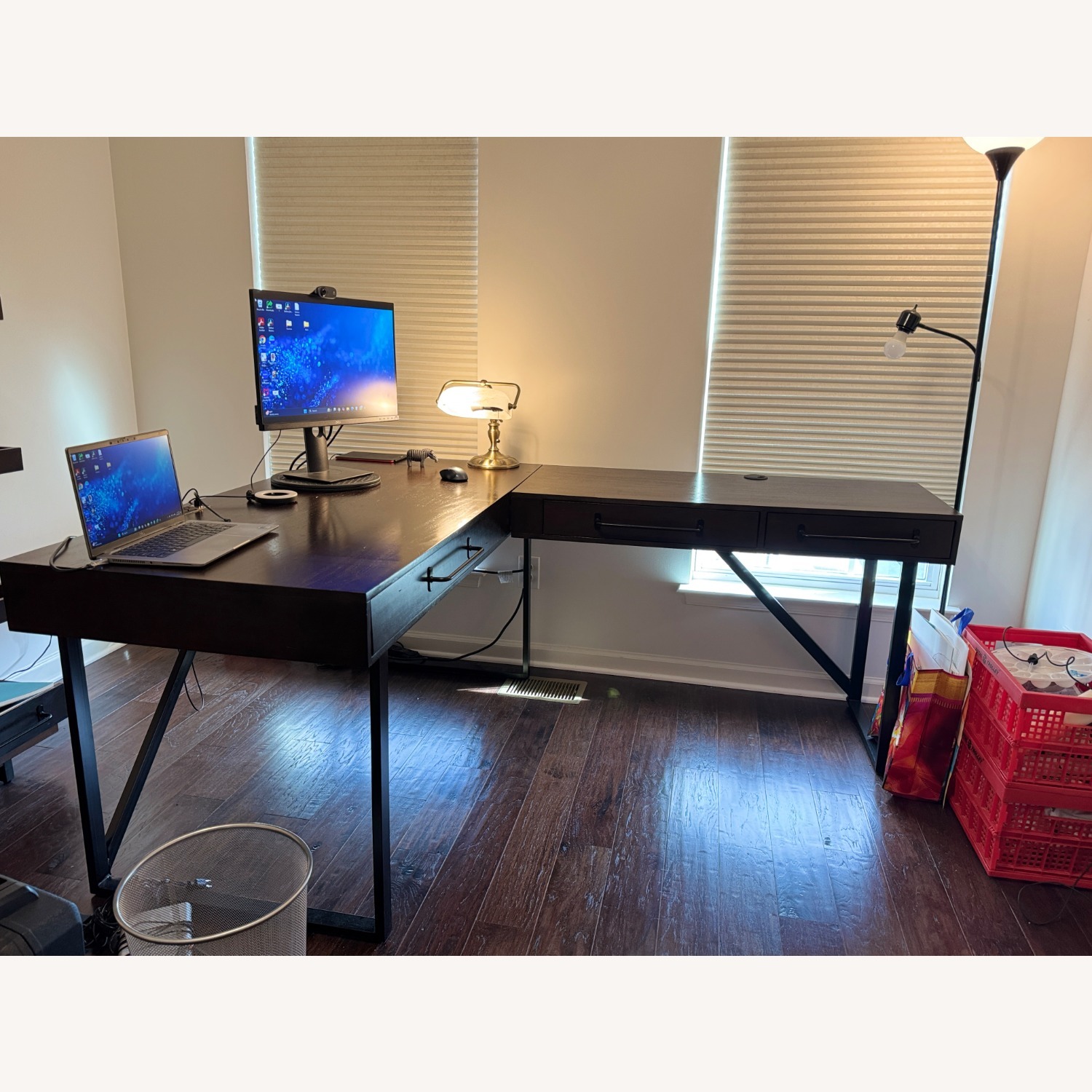 Dark Wood L Shaped Desk - image-1